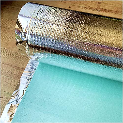 16,5-330m² Trittschalldämmung Fußbodenheizung Dämmung mit PET Folie 2,5mm XPS ALU Green Boden für Laminat Parkett Dämm Fußboden Unterlage Bodenunterlage (66m²)
