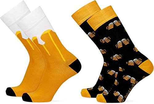 normani 2 Paar Lustige Socken | gemusterte Socken mit verschiedenen Motiven und Farben | Mit Piqué-Komfortbund | Aus Baumwolle, Polyamid und Elasthan