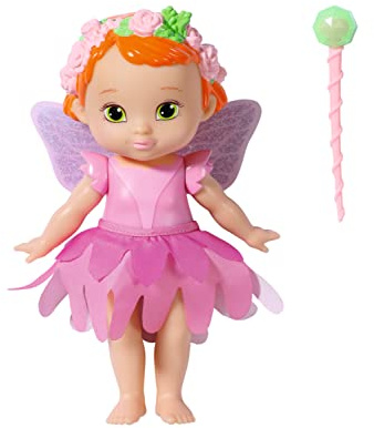 BABY born Storybook Fairy Rose 18 cm, Feen-Puppe mit flatternden Flügeln, Farbwechsel Tattoo, Feenlicht, Zauberstab, Kulisse und Bilderbuch, 833797 Zapf Creation