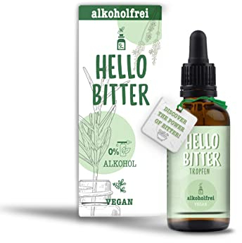 HelloBitter® mild - Bittertropfen 50ml alkoholfrei - nach Hildegard von Bingen - Bitterkräuter/Bitterstoffe Tropfen vegan - hohe Bioverfügbarkeit, Laborgeprüft, hochdosiert, flüssig & ohne Alkohol