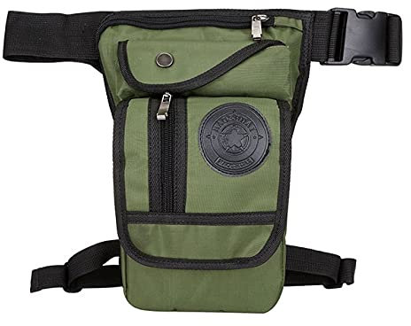 WLTYSM Beintasche Motorrad Nylon Männer Drop Beinbeutel Motorrad Taille Fanny Pack Multifunktions Messenger Umhängetaschen Reise Hüftgürtel Oberschenkel Tasche (Color Name : Green Nylon a)