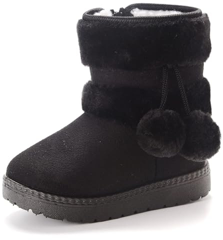 Yeeteepot Bottes de Neige Hiver Fille Chaud Bottines noir 34 EU