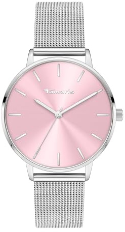 Tamaris Damenuhr – Runde Quarzuhr für Damen mit Edelstahl Meshband
