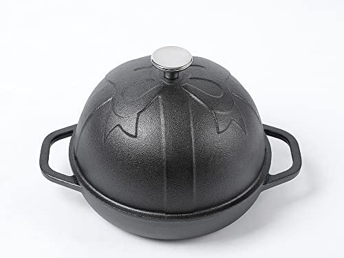 HAWOK Cast Iron Bread Cloche, Dia.7.8inch/20cm, 0.95qt, Sourdough Baking Pan Pre-seasoned Black