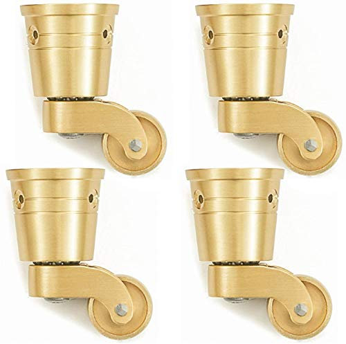 BOCbco Möbelrollen,2,2 cm Vintage-Rollen Aus Massivem Messing,Robuste 360°-Schwenkräder,Poliertes Messing,Antike Runde Schalenrolle,Für Ersatz-Sofa-Klavierfüße,Mit Schrauben,4 P