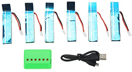 Alomejor 3.7V 520mAh 30C Lithium Akku mit Ladegerät für Wltoys XK K110S Fernbedienung Hubschrauber Ersatzteile