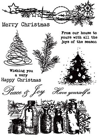arriettycraft Vintage Stil Weihnachtsbaum Schneeflocken klare Stempel für Weihnachtskarten machen Dekoration und Scrapbooking Gummistempel zum Basteln