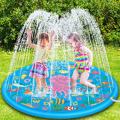 Lubibi Kids Splash Pad,67in Sprinkle Splash Water Pad For Alphabet Learning, Summer Outdoor Pool Garden Beach Birthday Party Game Water Sprinklers Spray Mat Toys For Toddlers Children Boys Girls
