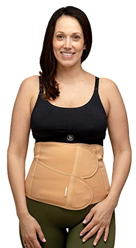 BABYGO® Cintura per avvolgere la pancia dopo il parto da donna | Cintura addominale sezione C | gravidanza della fascia di pancia | compresa la guida al recupero postpartum | Beige L