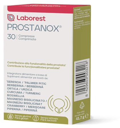 Laborest | Prostanox | 30 Compresse | Estratti Secchi di Serenoa, Magnesio Bisglicinato, Senza Glutine e Lattosio | Benessere Quotidiano Maschile | Integratori