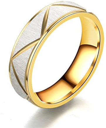 YAHOYA 4 / 6MM Gold Titan Edelstahl Ring für Männer Frauen Eheringe Trendige Groove Ringe Schmuck USA Größe