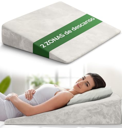 WELL B4 Cuscino antireflusso adulto da Lettura con Memory Foam [con 2 zone di distensione] sollevatore ergonomico, a cuneo per letto, divano per gambe e Schiena, cuscino reflusso gastroesofageo