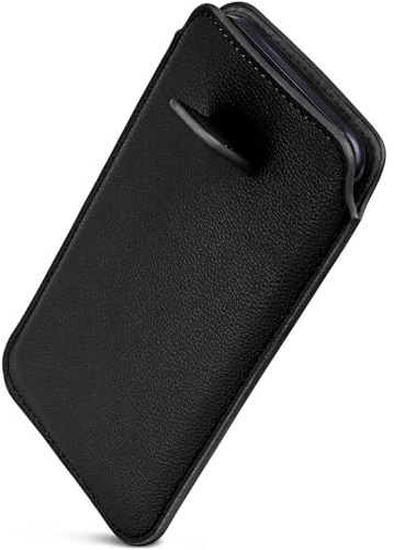ONEFLOW Smalt fickfodral med återdragsfunktion, kompatibelt med Samsung Galaxy S Duos 2, premium mikrofiberfoder + robust dragflik, svart