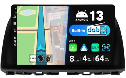 BXLIYER Android 14 IPS Autoradio Pour Mazda CX-5 (2013-2016) - INTEGRE DAB+ / DSP - Sans fil Carplay + Android Auto - 4G+64G - LED Caméra + MIC - 2 Din 10.1 Pouce - Volant WLAN 360-Caméra Fast-boot 4G