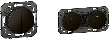 Legrand - Double interrupteur ou va-et-vient dooxie 10AX 250V~ finition noir - emballage blister & Double prise de courant 2P+T Surface dooxie 16A précâblées finition noir - emballage blister