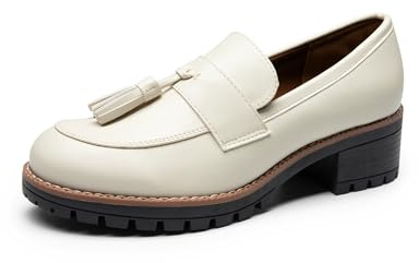 DREAM PAIRS damtofflor med fashionabel wokr-klänning, Beige PU, 41 EU
