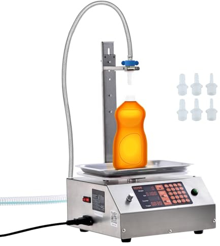 VEVOR Máquina Automática de Llenado de Líquidos Capacidad de Pesaje 30-15000g Llenadora de Botellas Bomba Peristáltica de Control Digital para Leche, Agua, Vino, Bebidas, Salsa de Soja, Boquilla Única