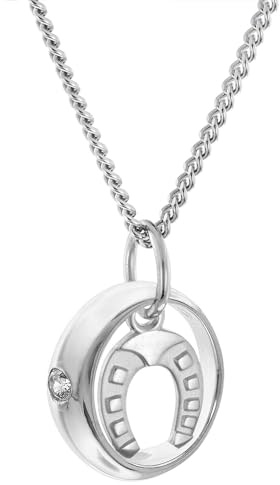 trendor Kinder-Halskette Taufkette 925 Silber Taufring mit Hufeisen zauberhaftes Schmuckstück für Mädchen und Jungen, tolle Geschenkidee, 68069-38 38 cm