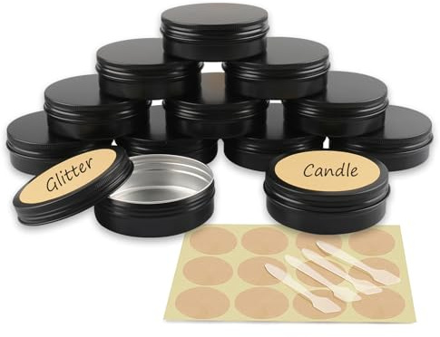 YANCAER 30 Pièces Pots en Aluminium Noir Mat de 100ml avec Couvercle - D83mm x H28mm Vide Ronde Cosmétiques Pot Conteneurs de Voyage pour Maquillage, Crème, Baume à Lèvres, Mini Bougies