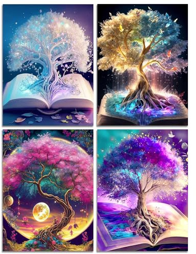 Kits de Pintura de Diamantes Muzagroo Art para Adultos, Kits de Arte de Diamantes 5D DIY para Principiantes, Artes y Manualidades de Lienzo del Árbol de la Vida para la Sala de Estar, Arte de Pared de