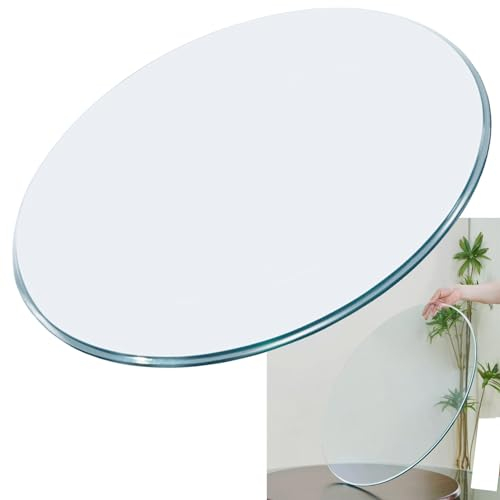 whalebee Tischplatte GehärtetemGlas Rund Tisch Glasplatte Dicke 8mm Transparent GehärtetesGlas Scheibe Ø 35cm-100cm Glass Tischplatte, Glatter Rand, Rund Glasplatte Mit AntiRutsch-Matte