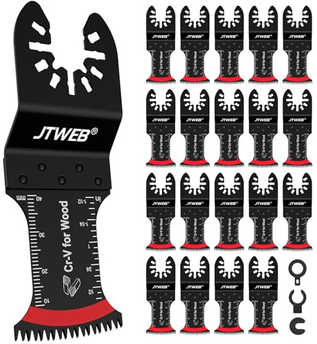 JTWEB Oszillierende Sägeblätter für Holz, japanische Zähne, 20 Stück, bogenförmige Kanten, Multi-Tool-Klingen für Holz, Kunststoff, oszillierendes Werkzeug, Multitool-Klingen, Schärfer, universelle