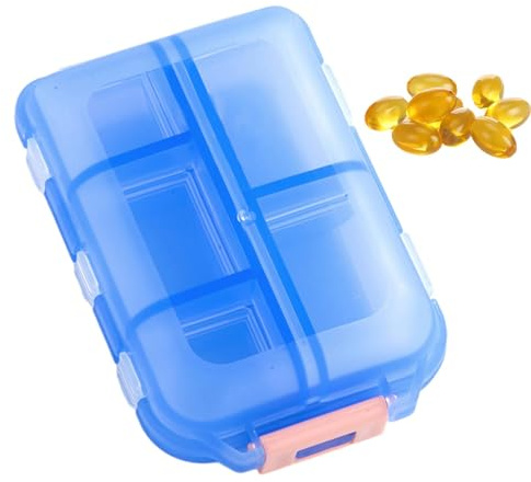 Portapillole giornaliere portatile con 10 scomparti, grande capacità con di bloccaggio ergonomico, resistente alla polvere