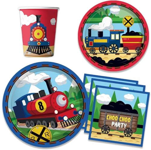 Juego de fiesta de tren para el día de la boda, vajilla de fiesta, accesorios de fiesta de cumpleaños, para niños, niñas, niños (Puddle Jumper)