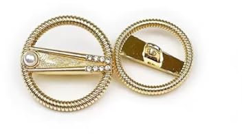 QJFORU Retro Knöpfe,Blazerknöpfe 6 Stück Vintage Perlenknöpfe for Mantel Damen Kleidung Accessoires Hemdknöpfe Goldene Strassknöpfe(Gold,23mm)