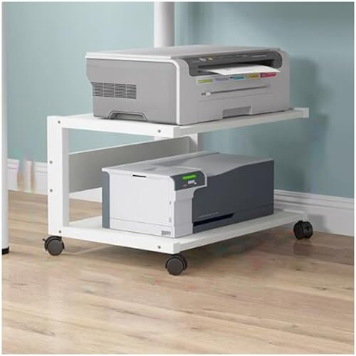 LIFEWEAR Mobiler Druckerständer für Unter Den Schreibtisch 2-stufiger Druckertisch mit Rollen Stabiles Druckerregal mit Stauraum Rollender Drucker Tisch fürs Büro, C Style-Innenhöhe 25cm
