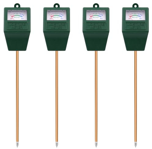 Pyugxab 4X Bodenfeuchtemesser, PflanzenwasserzäHler Drinnen & Draussen, Sensor Hygrometer Bodentester für Topfpflanzen, Garten, Rasen, Bauernhof