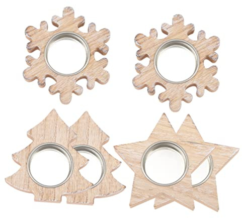 Levemolo 6 Stück Weihnachts Teelichthalter Aus Holz Weihnachtskerzenhalter Für Festliche Tischdekoration Stabile Kerzenhalter Für Weihnachten Und Party