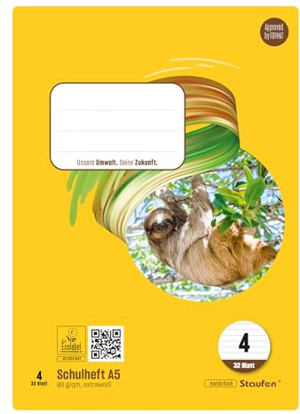 Style Schulheft - 10 Hefte à 32 Blatt, DIN A5, 80 g/m², liniert 10 mm | Lineatur 4, hochwertiges Papier, ausgezeichnet mit dem EU Ecolabel, praktische Details