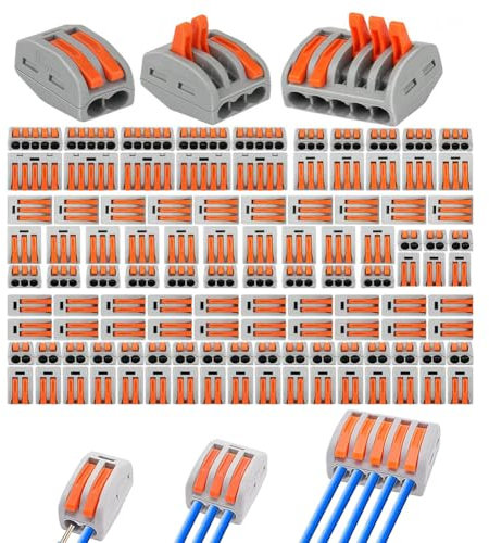 Connettori Elettrici Rapidi,110pcs Morsetti Connessione Compact,Morsettiere Elettriche,Connettore Cavo Elettrico,Connettori Elettrici con Polo,Terminali a Collegamento Rapido 2 3 5 Porte
