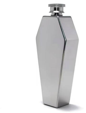 Mini-Flachmann, 100 ml, Sarg-Form, Edelstahl, tragbar, Flagon, Reise-Weintopf für Männer, Frauen, Erwachsene, Freunde (Silber)
