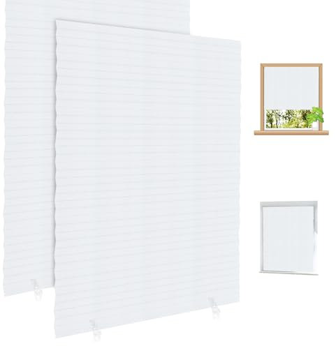 No Drill Blinds, Self Adhesive Temporary Blinds for Windows Stick on, Easy Fit Clip on No Drilling for Bathroom Kitchen Living Room Office (2, 60 * 150CM)