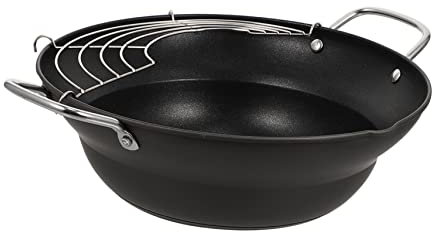 TOPPERFUN Padella Antiaderente in Giapponese Per Tempura Mini Padella Per Piano Cottura a Induzione Design Scolabile e Facile Da Pulire Per Friggere e Gamberetti