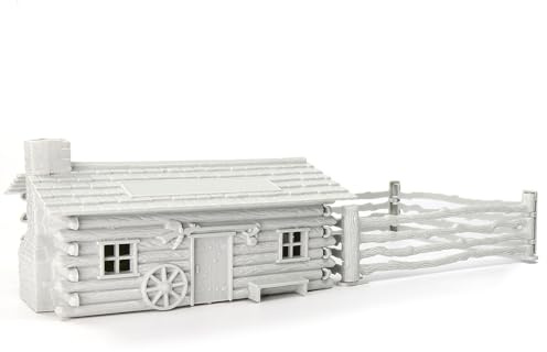 Evemodel Stall mit Zaun unbemalt – Modellbau-Zubehör 1:50 Spur 0 für Landschaftsgestaltung & Eisenbahn-Diorama JZO02JJ
