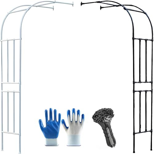 Arche de jardin pour plantes grimpantes - Treillis en métal robuste - 1 pièce - Demi arche de mariage - Pergola en treillis - Décoration extérieure - Noir 0,6 m x 2,4 m