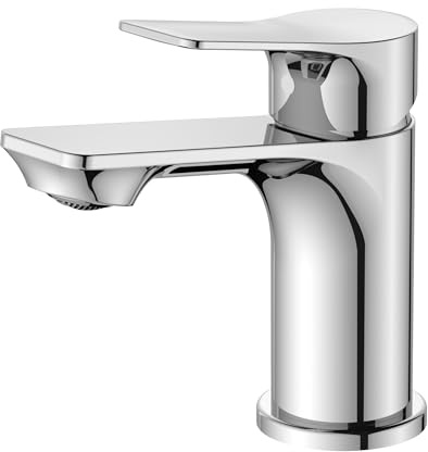BELZ Robinet de Salle de Bain, Mitigeur de Lavabo Moderne - Laiton, Économiseur D'Eau et Durable, Chromé