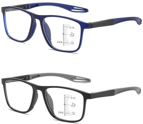 2 Stück Banogalle Automatik Brille, Lesebrille Silikon Blaulicht Schutz Banogalle, Ultraleichte und Bequeme Anti-Blaulicht-Brille für Presbyopie, Intelligente Zoom Automatische Brillen (I,+1.5)