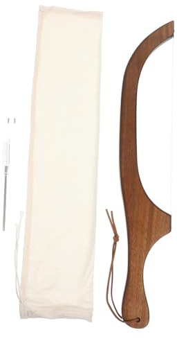 MOLUCKFU Cuchillo de Pan de Madera con Mango Ergonómico Cortador Dentado para Pan Molde Incluye Bolsa y Destornillador Herramienta Práctica y Duradera para Rebanar con Precisión