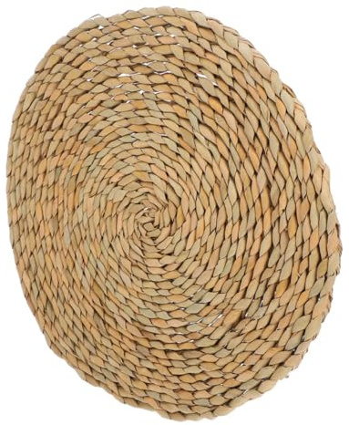 HANABASS Cuscino Rotondo in Paglia Intrecciata 35x35 Cm Design Multifunzionale, Morbido e Comodo, per Meditazione e Davanzali, Stile Naturale e Semplice