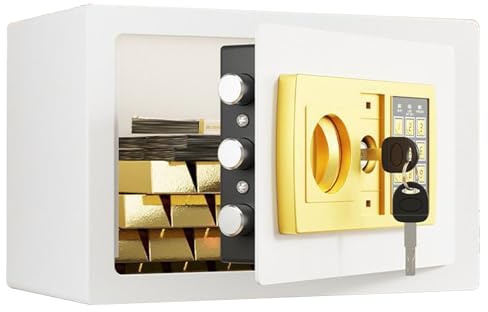 Caja fuerte de seguridad, caja fuerte electrónica con teclado y llaves, teclado electrónico programable, dinero para uso en casa, oficina, hotel, negocios, joyas y efectivo D
