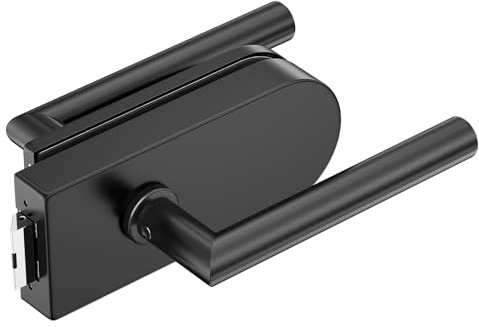 Glastürbeschlag mit Drücker OL unverschließbar 8–12 mm ESG schwarz matt | Glastürschloss nicht abschließbar ohne Zylinder und Schlüssel, ideal für Durchgangstüren, Büros und rahmenlose ESG-Glastüren