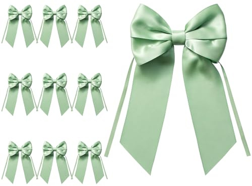 MORSUNBELA 10 Stycken Rosetter Dekoration Julgran Bröllop Presentrosett Stor Krans Rosett för Present Födelsedag Jul Adventskrans Grön