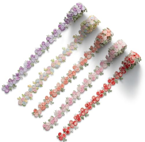 CHUQING Spitzenband Blumen Schleifenband Spitze Geschenkband Dekoband Bunt