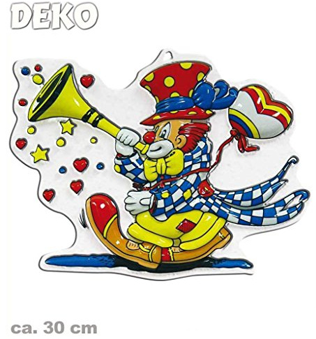 Wandbild Clown mit Tröte, Höhe ca. 30 cm, Wand-Deko, Dekoration