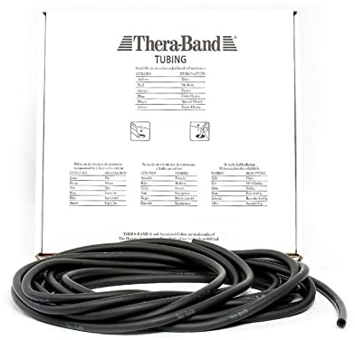TheraBand Resistive Exercise Tubing, For Use Anywhere, Natural Latex, Linear Strength, 7.5m Special Strong, Black