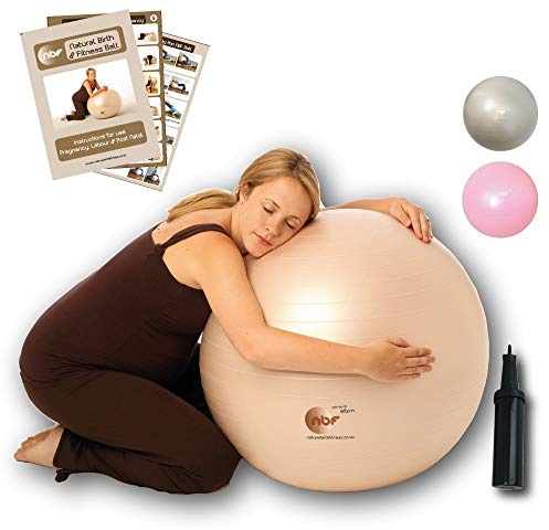 NBF Ballon d'accouchement, Ballon de Gymnastique pour la Grossesse avec Guide d'instructions. 75cm Or pâle